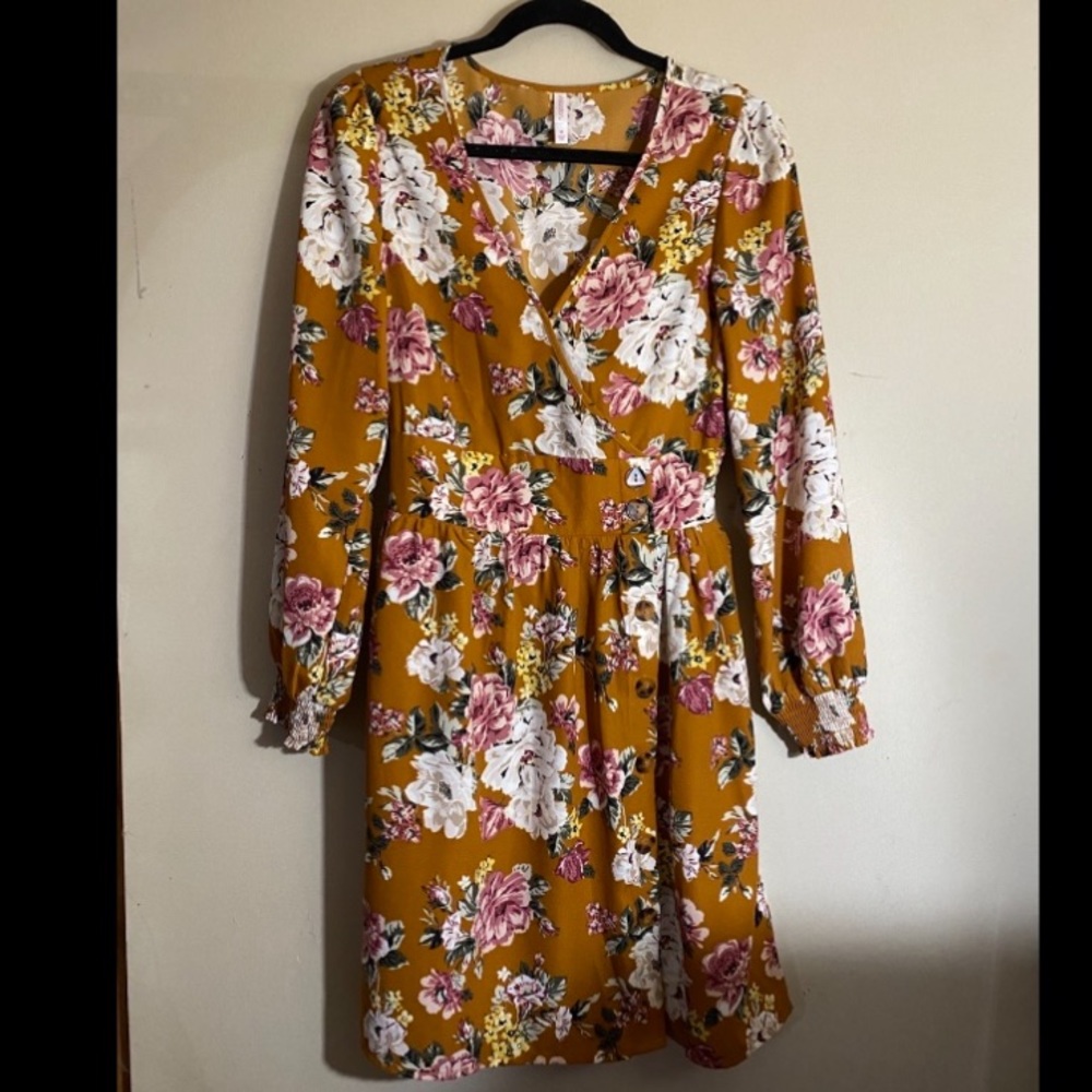 Mustard floral dress